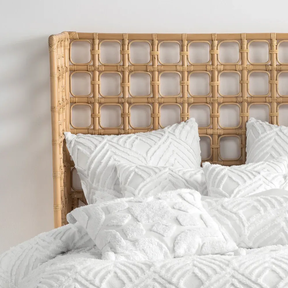 Palm Springs Super King Ogee Tufted Duvet Cover Set - White, Cotton