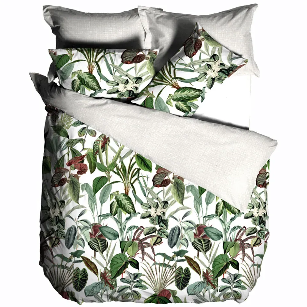 Wonder Plant Double Botanical Duvet Cover Set - Green, Cotton