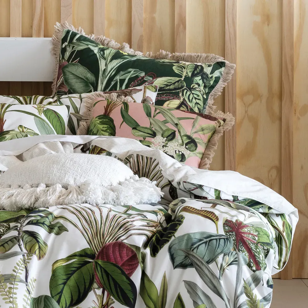 Wonder Plant Double Botanical Duvet Cover Set - Green, Cotton