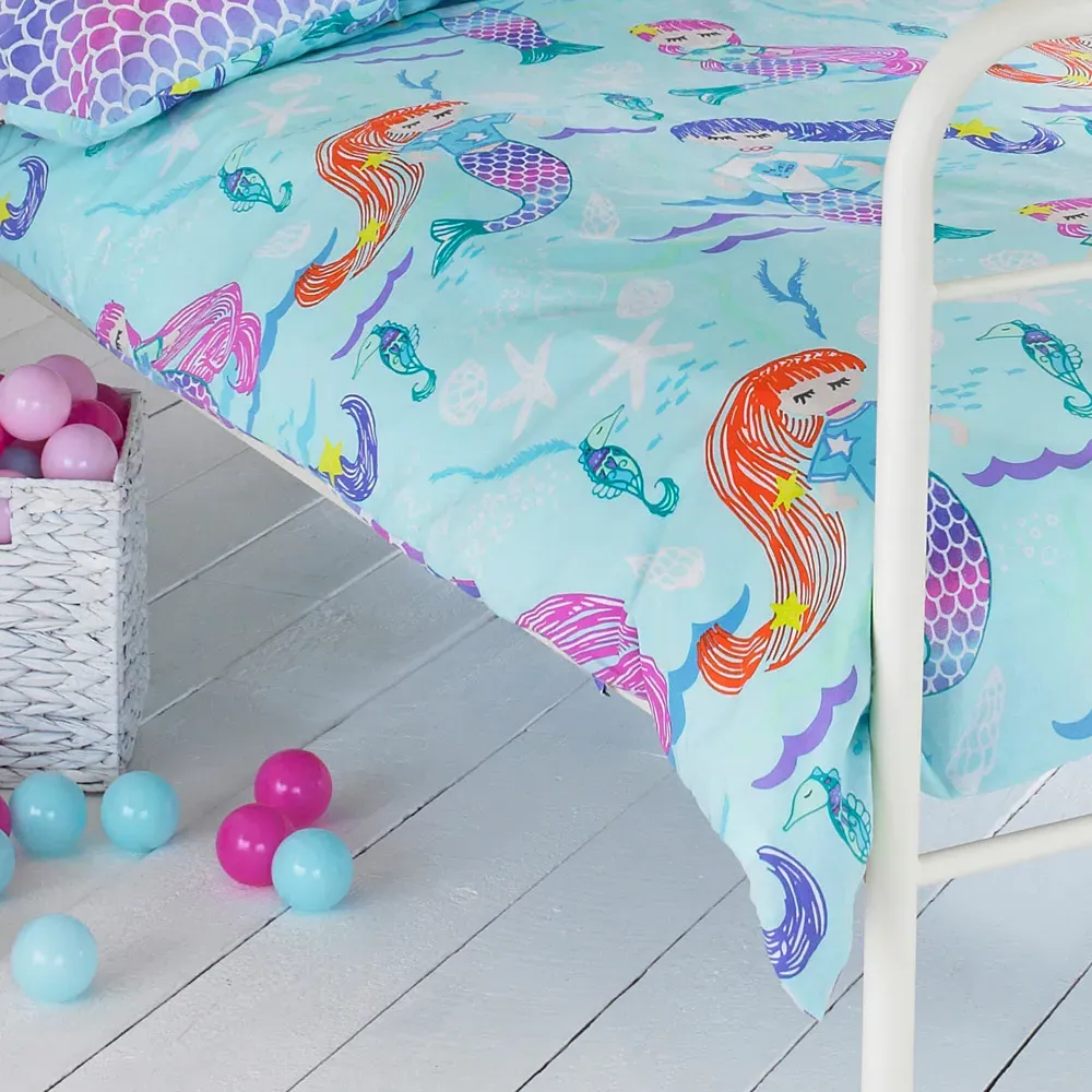 Mermaid Toddler Duvet Cover Set - Multi, Polycotton