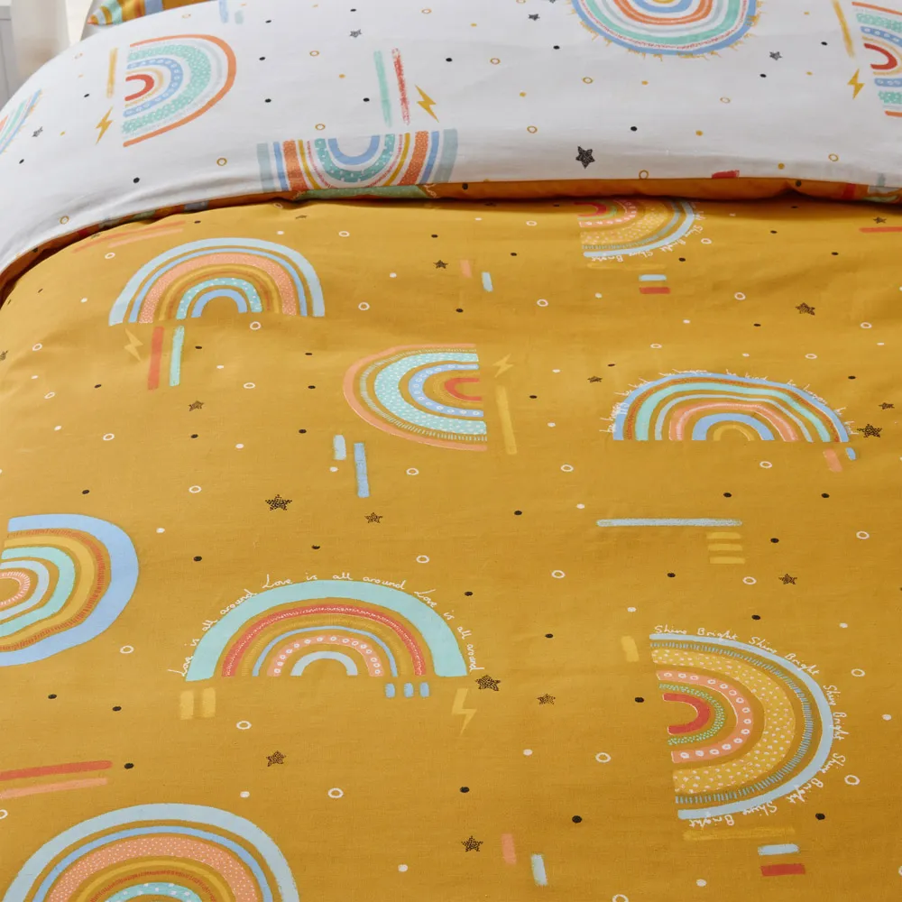 Rainbow Double Duvet Cover Set - Yellow, Cotton