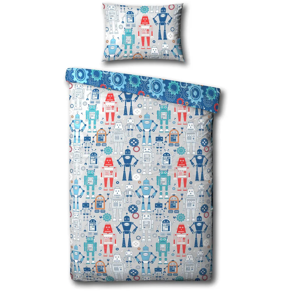 Robot Toddler Duvet Cover Set - Blue
