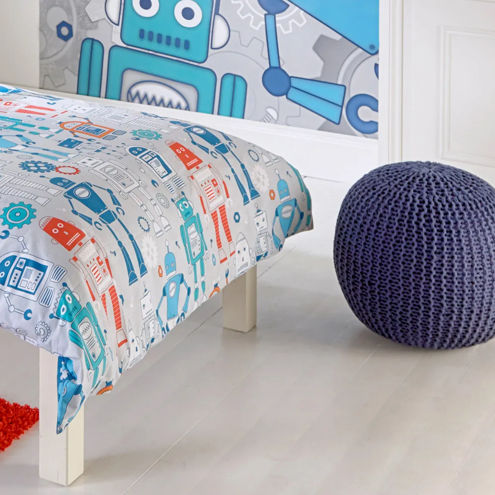 Robot Toddler Duvet Cover Set - Blue