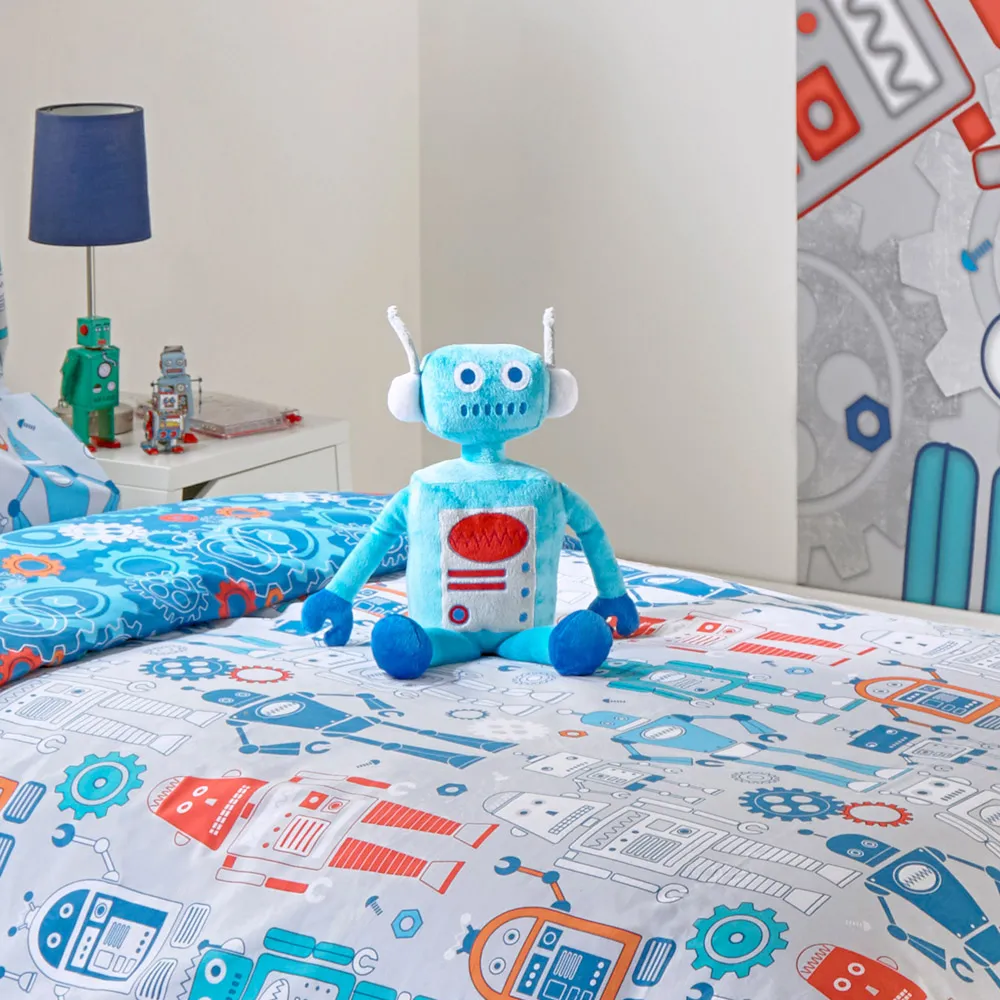 Robot Toddler Duvet Cover Set - Blue