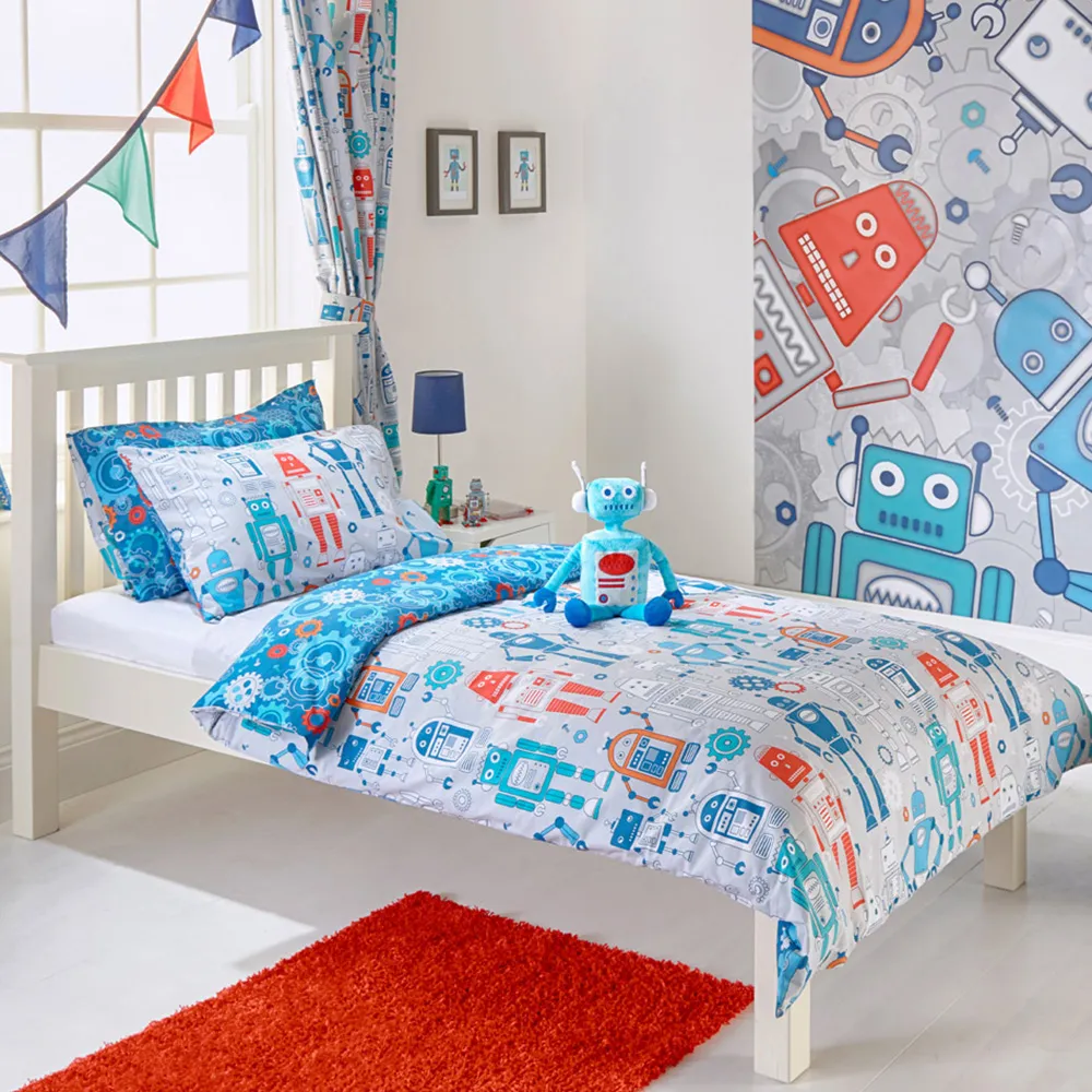 Robot Toddler Duvet Cover Set - Blue image