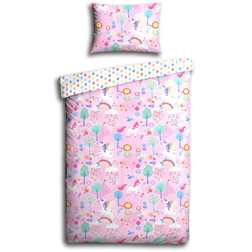 Unicorn Toddler Duvet Cover Set - Pink