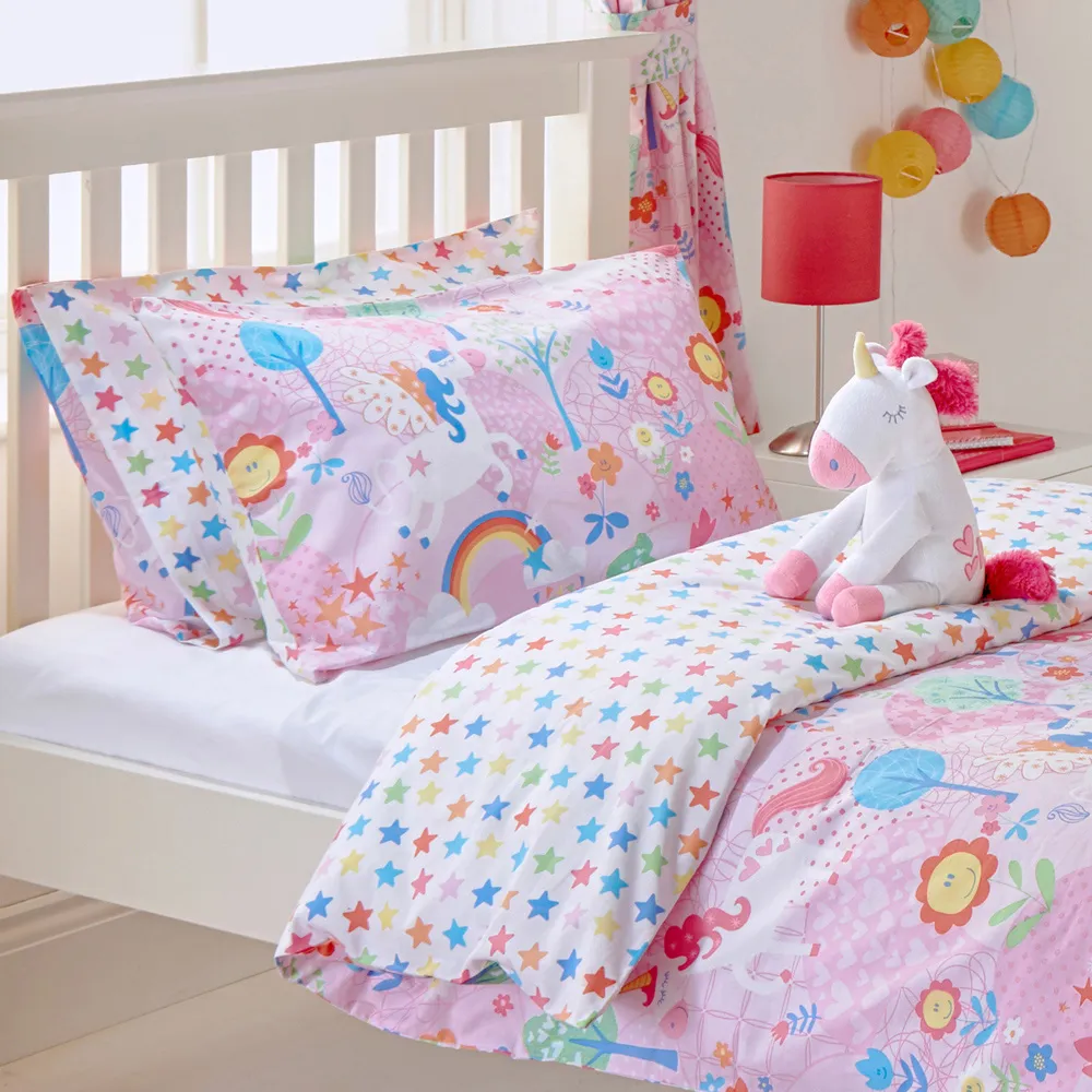 Unicorn Toddler Duvet Cover Set - Pink