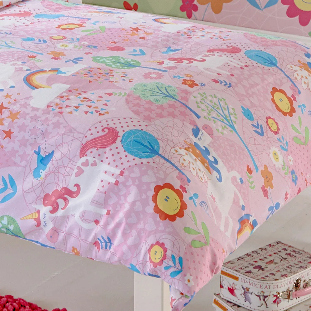 Unicorn Toddler Duvet Cover Set - Pink