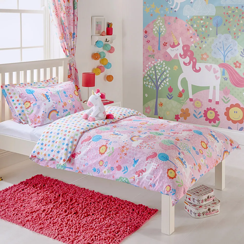 Unicorn Toddler Duvet Cover Set - Pink image