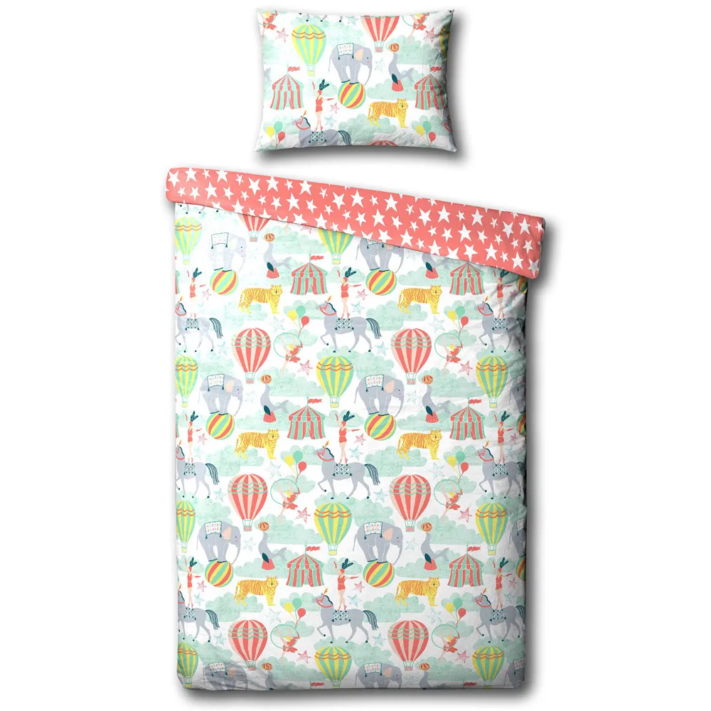 Vintage Circus Single Duvet Cover Set - Multi