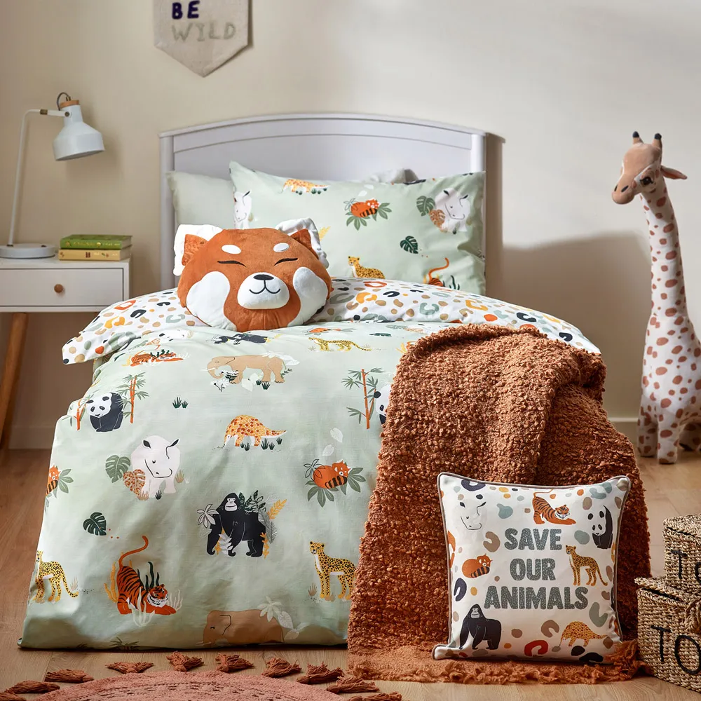 Wildlife Double Animal Reversible Duvet Set - Green, Multi