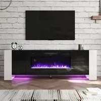 12 Colour Flame Recessed Electric Fireplace Insert - White