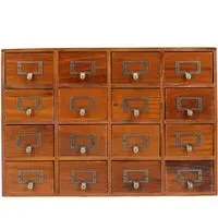 16 Drawer Vintage Wooden Organiser Box - Brown