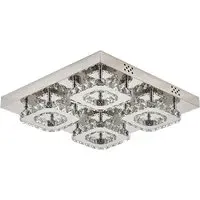 16 Inch Square Crystal LED Ceiling Light - Clear