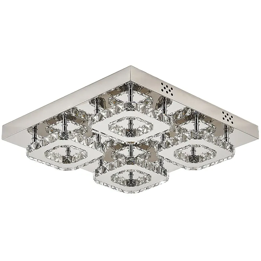 16 Inch Square Crystal LED Ceiling Light - Clear image