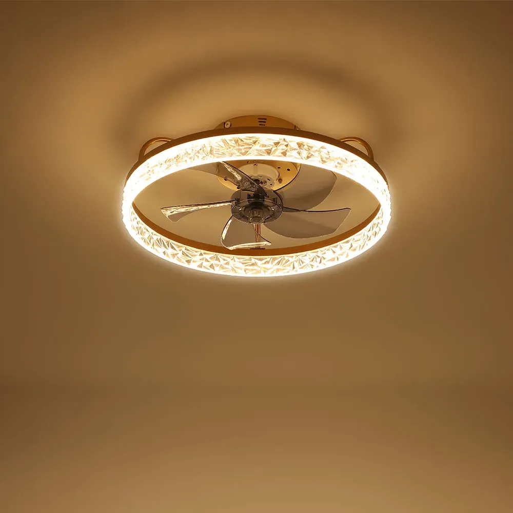 19 inch Crystal LED Ceiling Fan Light with Remote - Gold