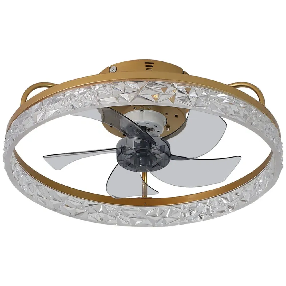 19 inch Crystal LED Ceiling Fan Light with Remote - Gold image
