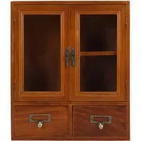 2 Door 2 Drawer Desktop Organiser - Brown, Wood