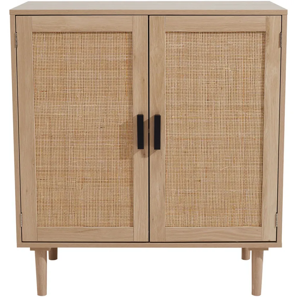2 Door Rattan Sideboard - Oak, Brown