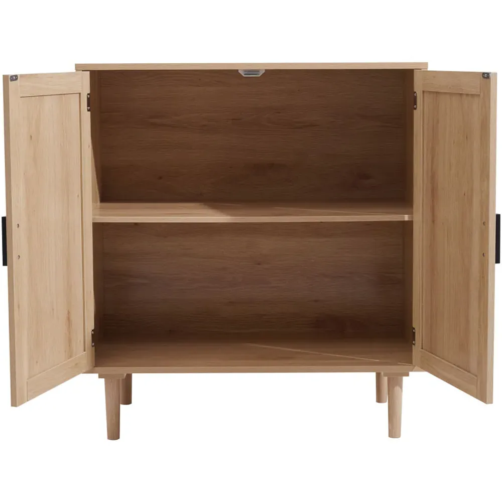 2 Door Rattan Sideboard - Oak, Brown