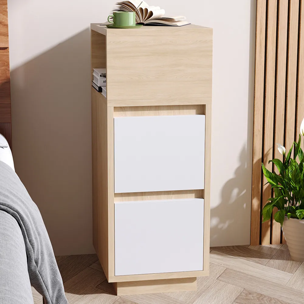 2 Drawer Bedside Table - Natural, Light Wood image