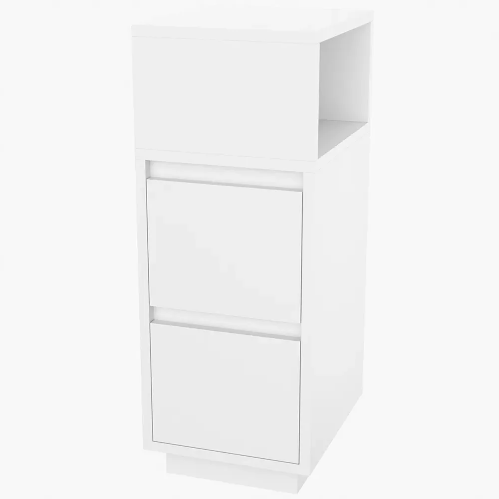 2 Drawer Bedside Table with Open Shelf - White