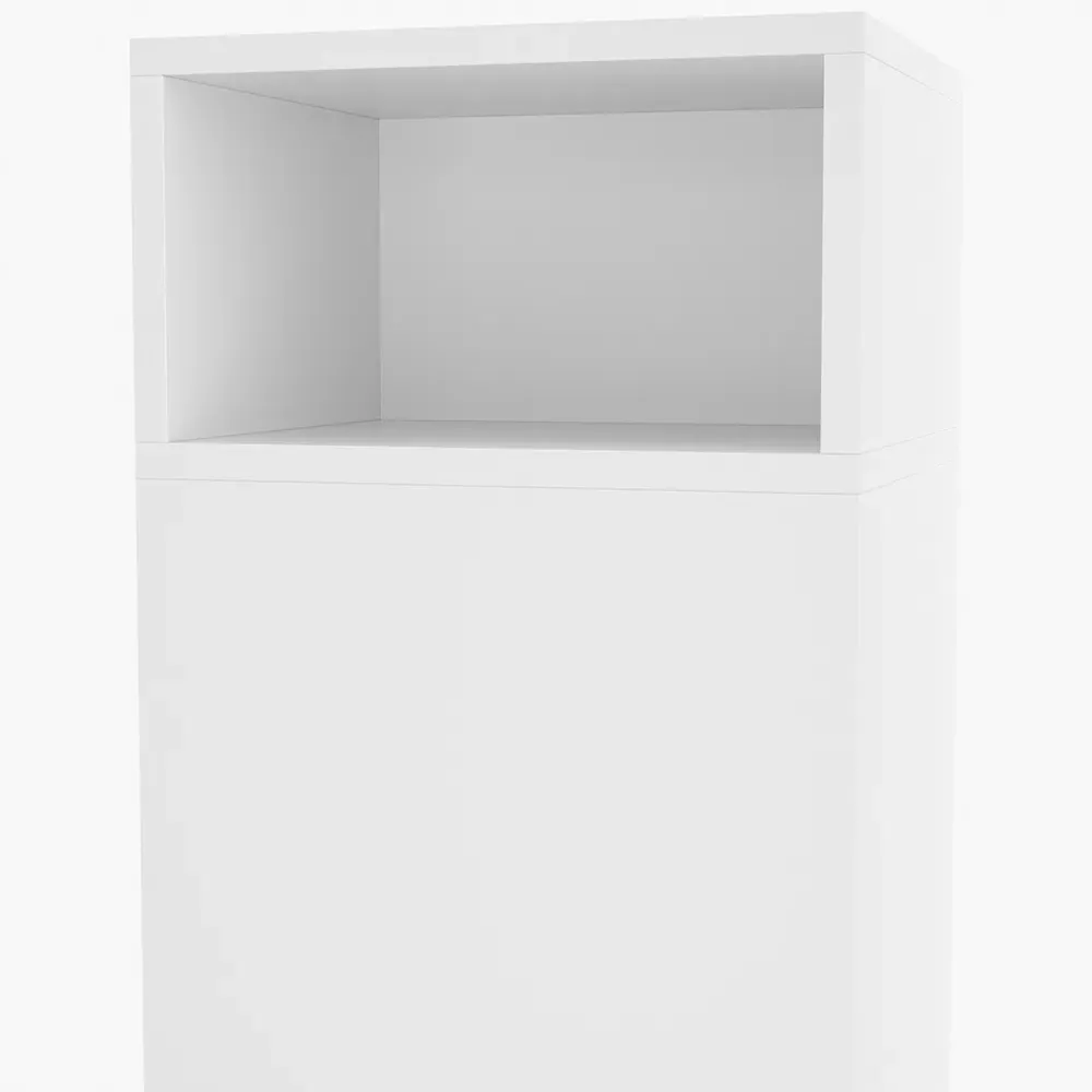 2 Drawer Bedside Table with Open Shelf - White