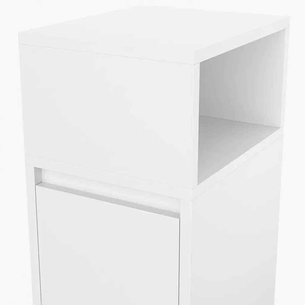 2 Drawer Bedside Table with Open Shelf - White