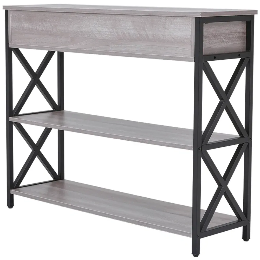 2 Drawer Narrow Console Table with Storage - Grey