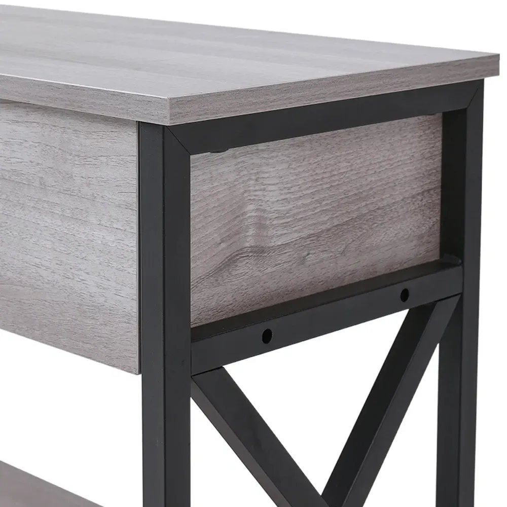 2 Drawer Narrow Console Table with Storage - Grey