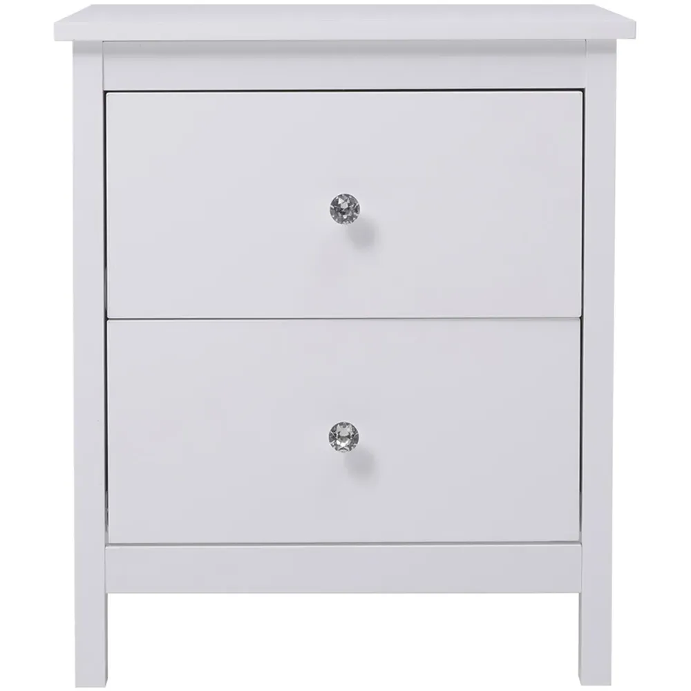 2 Drawer Storage Cabinet - White, MDF Wood