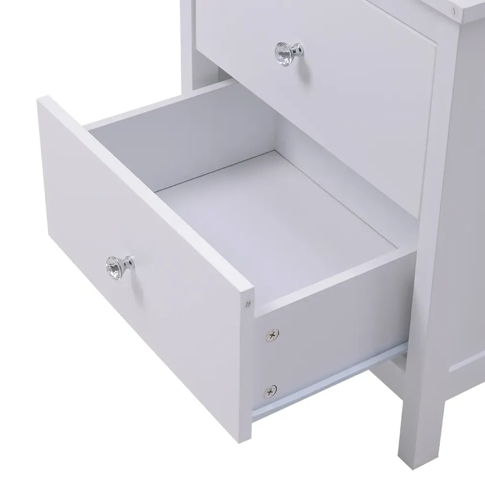 2 Drawer Storage Cabinet - White, MDF Wood