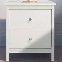 2 Drawer Storage Cabinet - White, MDF Wood