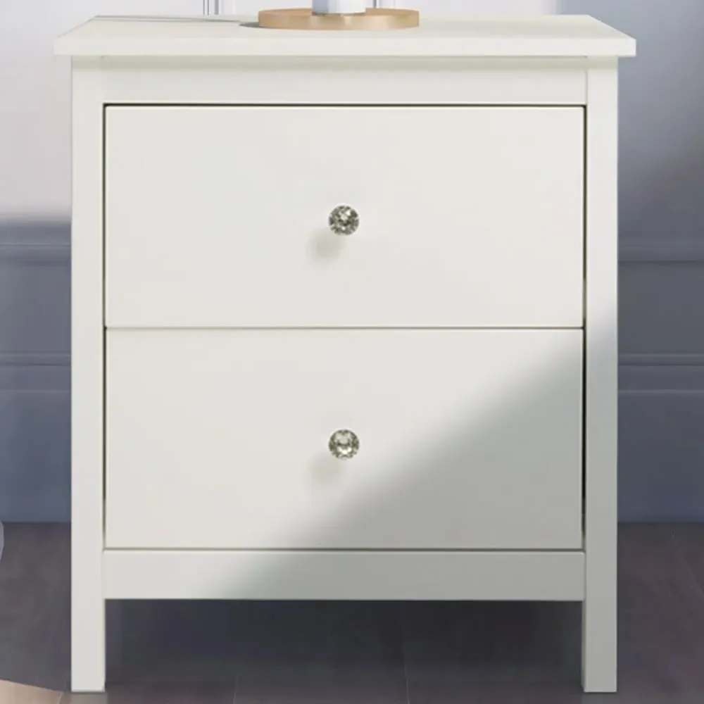 2 Drawer Storage Cabinet - White, MDF Wood image