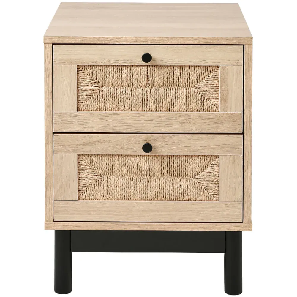 2 Drawer Woven Accent Cabinet - Brown