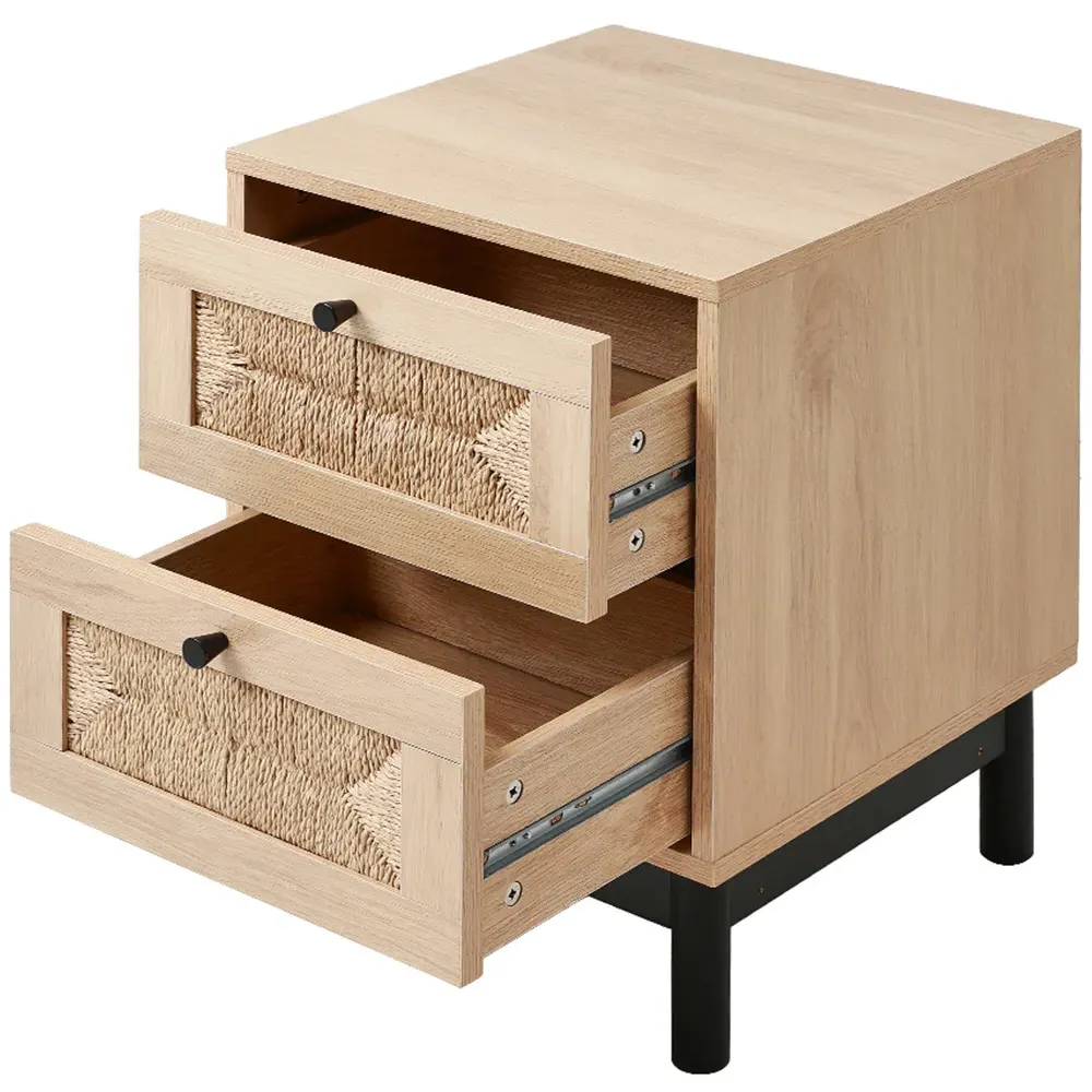 2 Drawer Woven Accent Cabinet - Brown