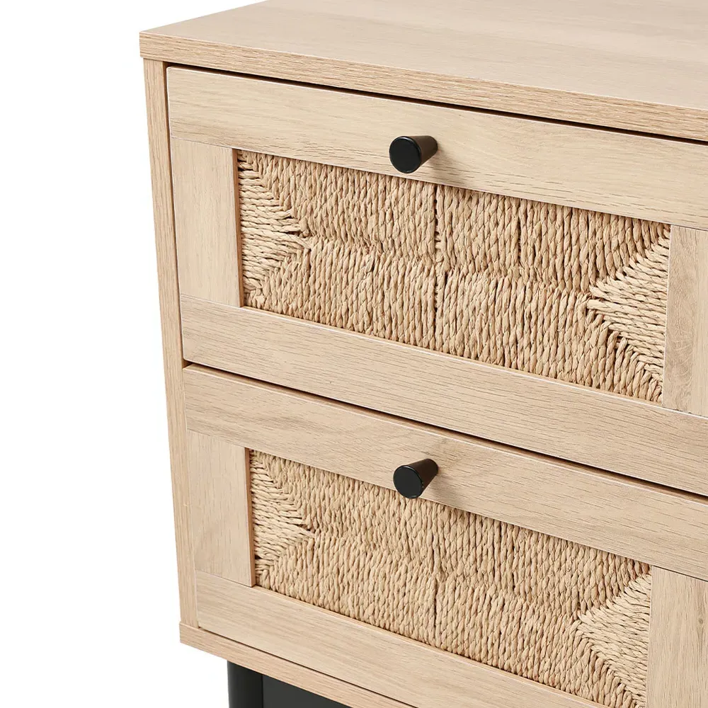 2 Drawer Woven Accent Cabinet - Brown