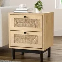 2 Drawer Woven Accent Cabinet - Brown