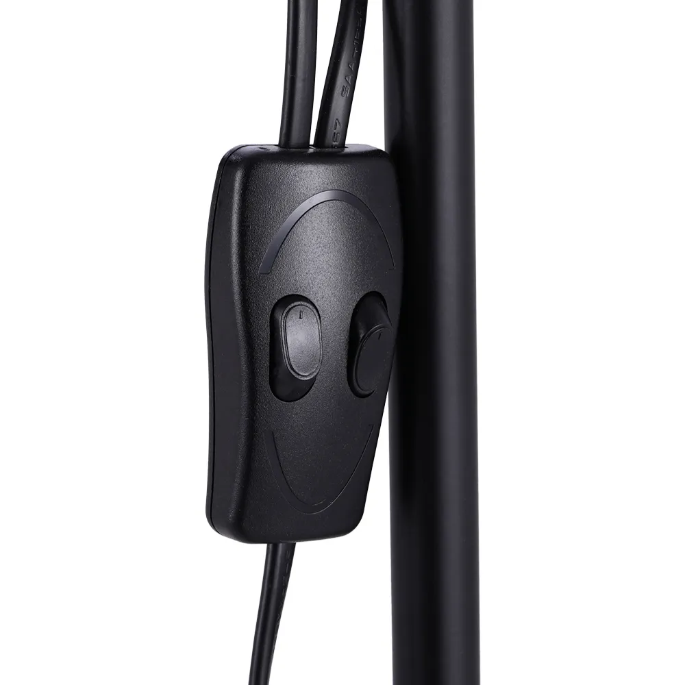 2 Head Floor Lamp with Button Switch - Black