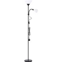 2 Head Floor Lamp with Button Switch - Black