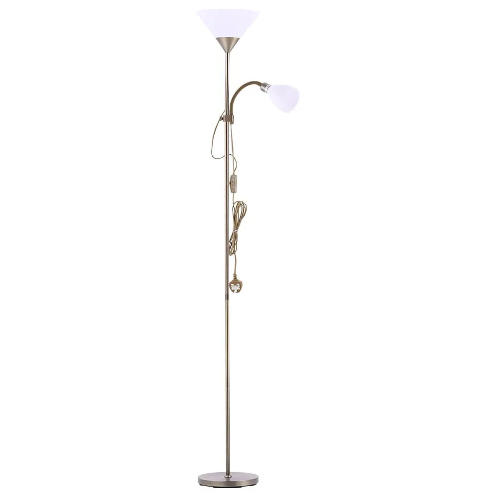 2 Head Tall Floor Lamp with Button Switch - Bronze
