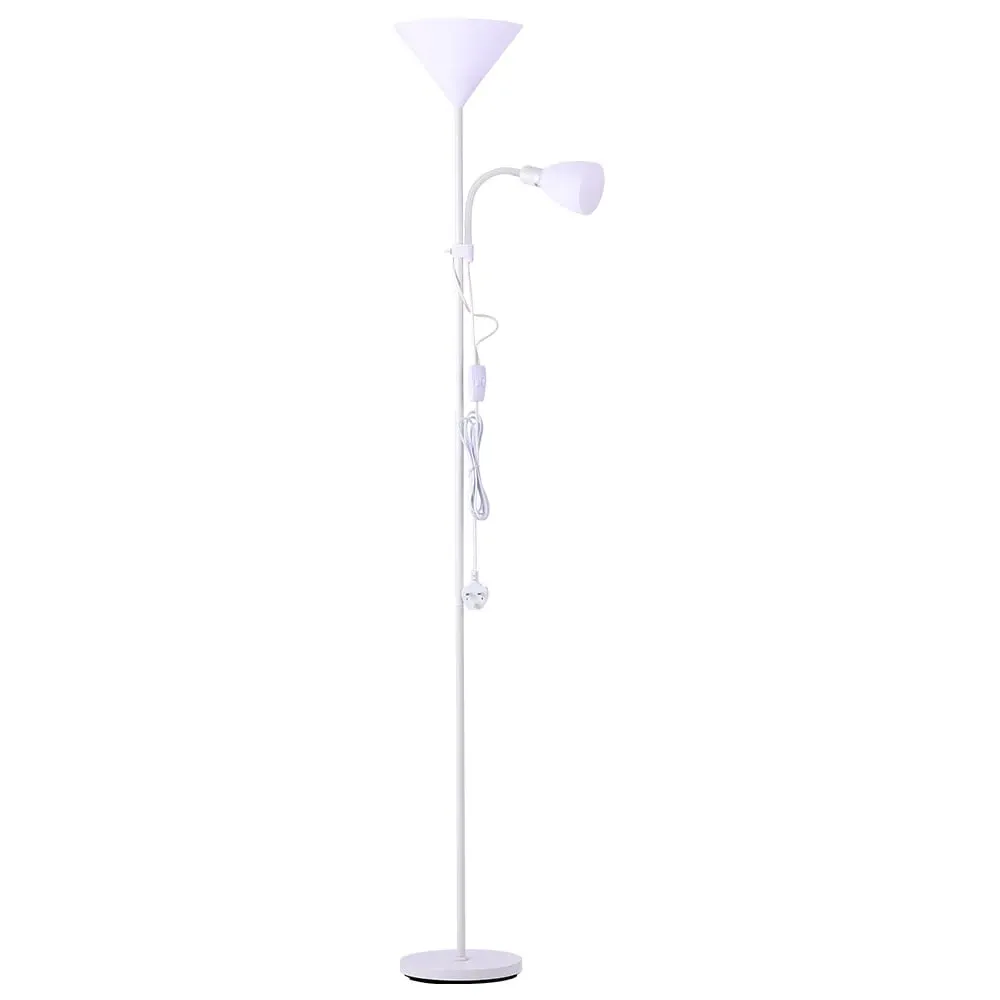 2 Head Tall Floor Lamp with Button Switch - White image