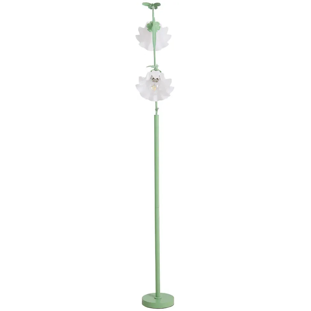 2 Light Floral Floor Lamp with Foot Switch - Green