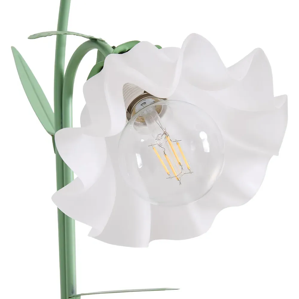 2 Light Floral Floor Lamp with Foot Switch - Green