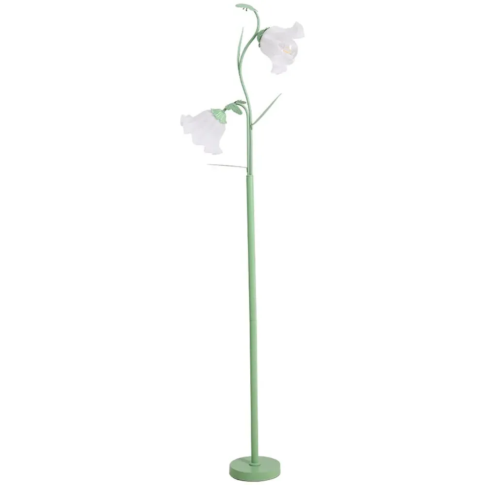 2 Light Floral Floor Lamp with Foot Switch - Green image