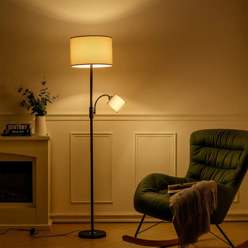 2 Light Gooseneck Floor Lamp - Green