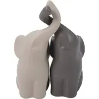 2 Piece Couple Elephant Ornament Set - Grey, Ceramic
