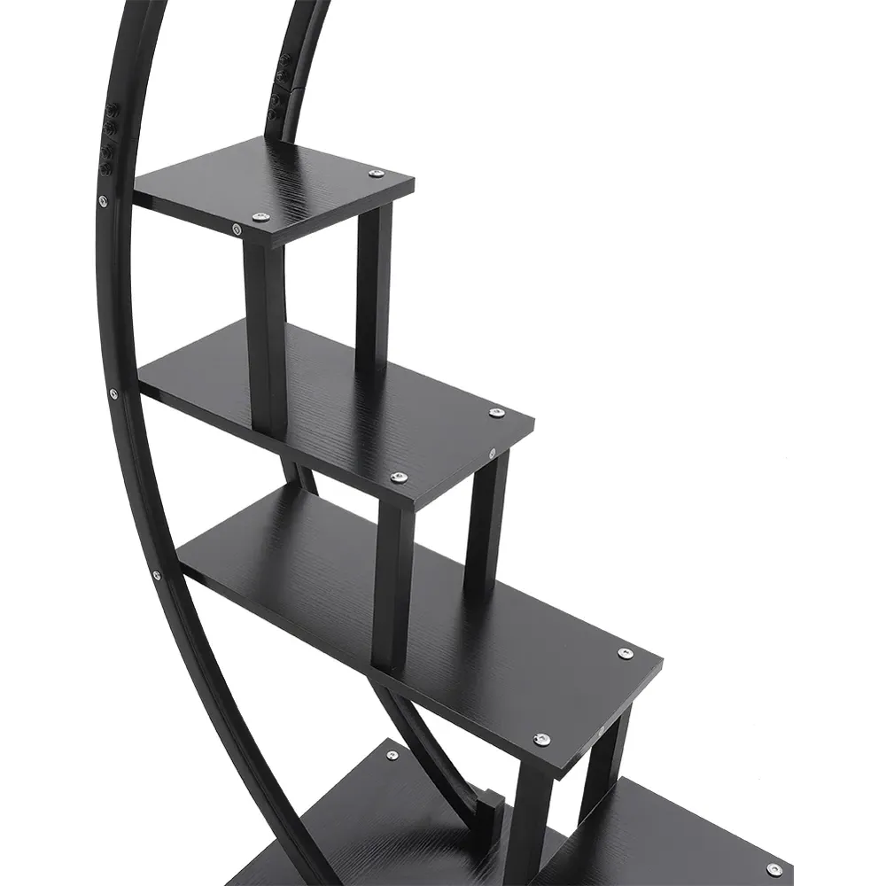 2 Piece Half Moon Plant Stand - Black
