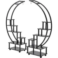 2 Piece Half Moon Plant Stand - Black