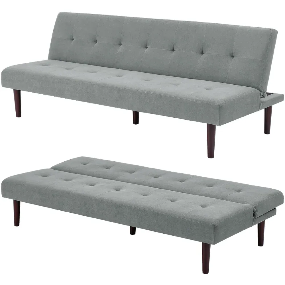 2-Seater Convertible Sofa Bed with Click-Clac - Grey